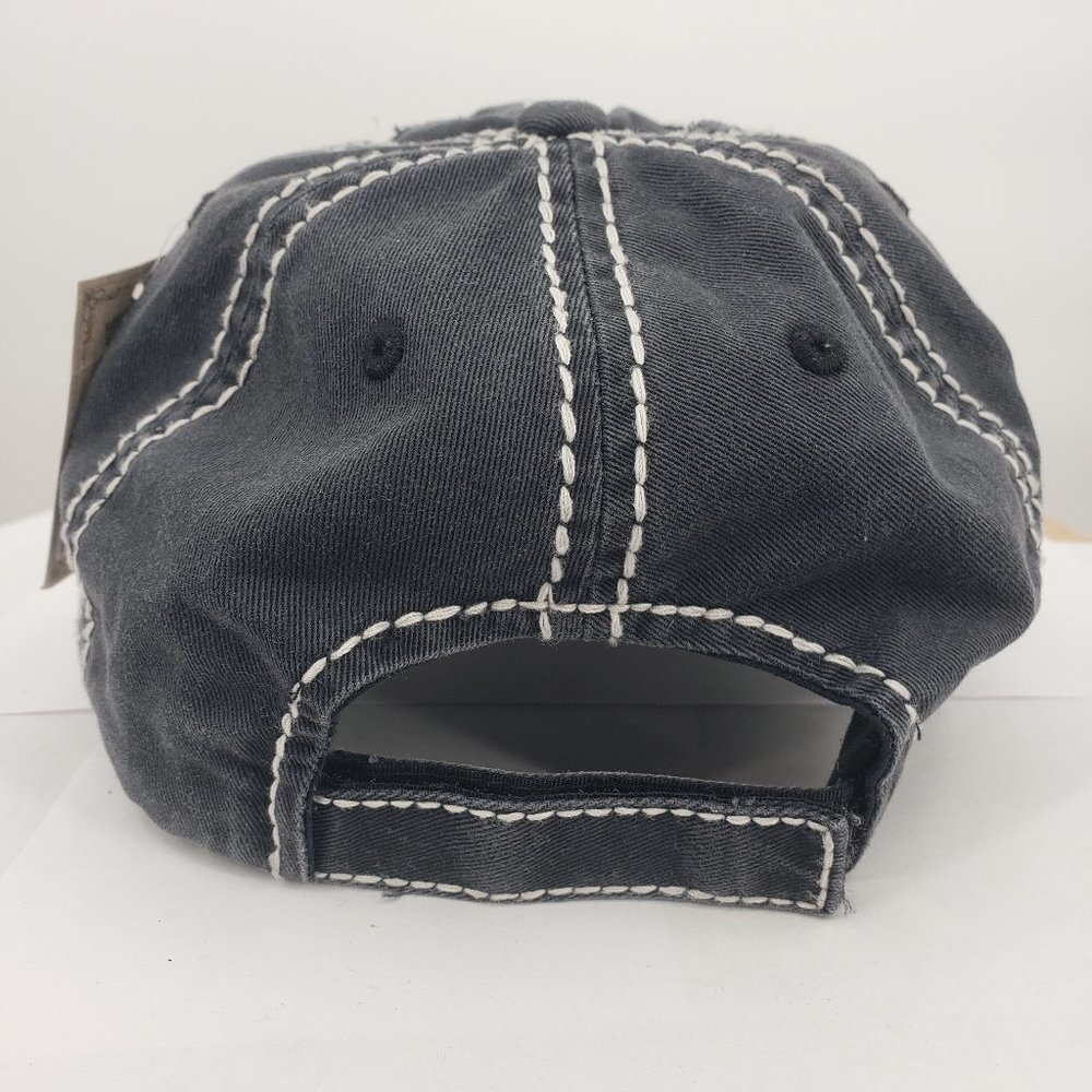 KBETHOS Ride It Like You Stole It Black Distressed Ball Cap Hat NWT - Picture 3 of 4